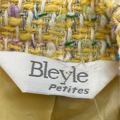 Vintage Petite Yellow Solid Tweed Blazer