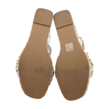 Gold & White Rockstud Bicolor Metallic Wedge Espadrilles