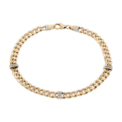 14K Two Tone Gold Curb Link Bracelet