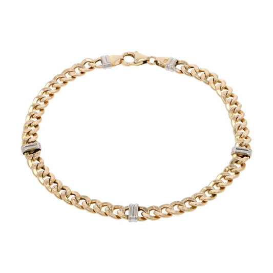 14K Two Tone Gold Curb Link Bracelet