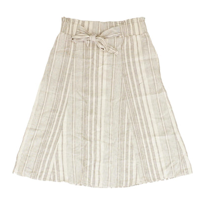 Beige Striped Midi Skirt