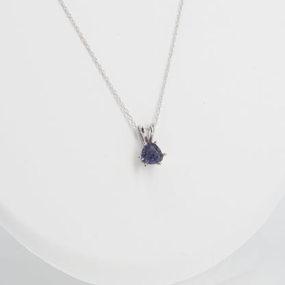 14K White Gold Purple Stone Pendant Necklace