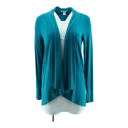 Teal Solid Cardigan Sweater