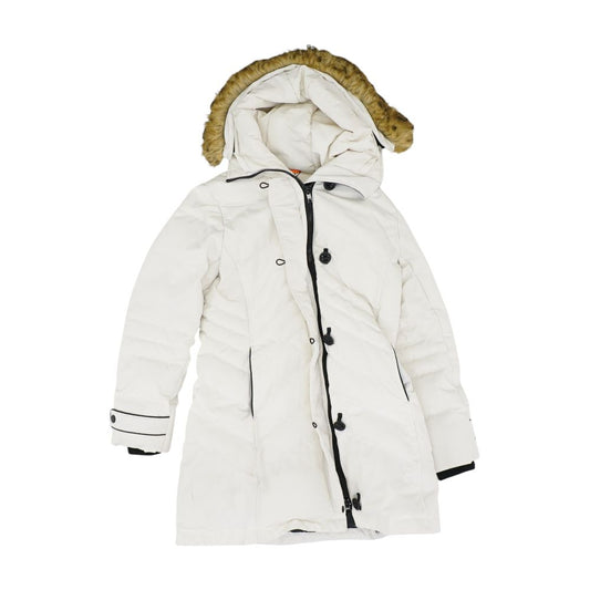 White Solid Puffer Coat