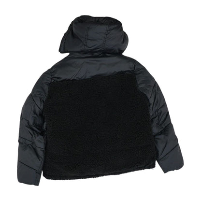 Black Solid Puffer Coat