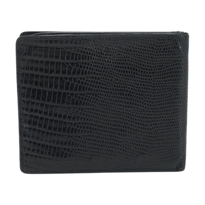 Black Lizard Skin Bifold Leather Wallet
