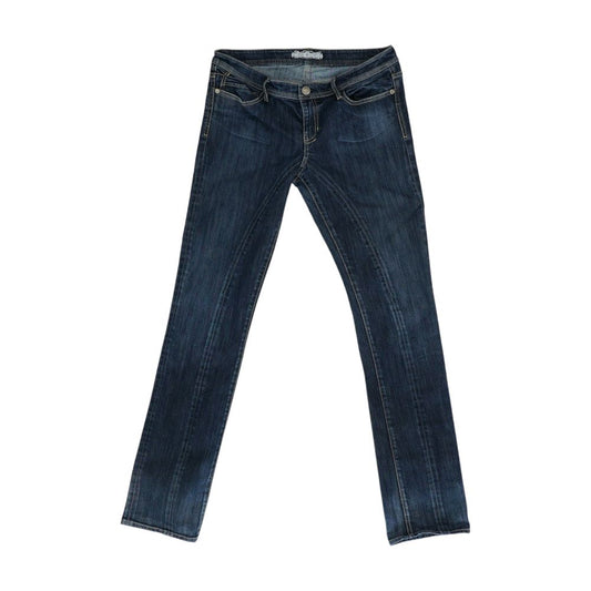 Blue Mid Rise Straight Leg Jeans