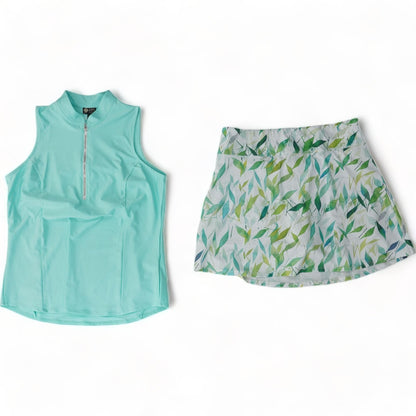 Turquoise Floral Skort Skirt & Tank