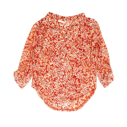 Red Floral 3/4 Sleeve Blouse