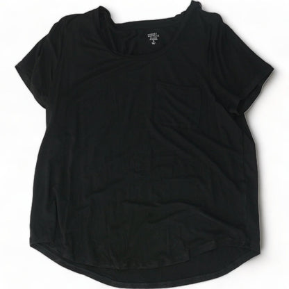 Black Solid Short Sleeve Blouse