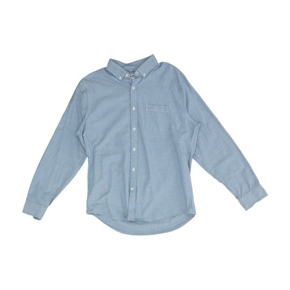 Blue Solid Long Sleeve Button Down