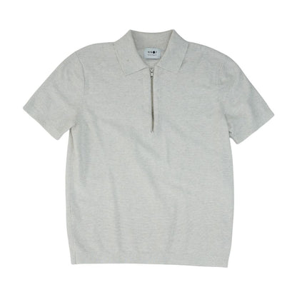 Gray Striped Short Sleeve Polo