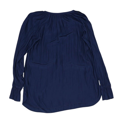 Navy Solid Long Sleeve Blouse