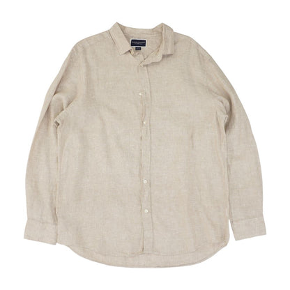 Beige Solid Long Sleeve Button Down