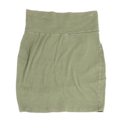 Green Solid Mini Skirt