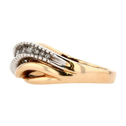 10K Gold Round Diamond Crossover Band