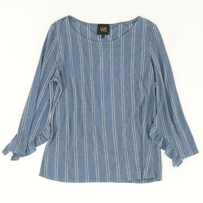 Blue Striped 3/4 Sleeve Blouse