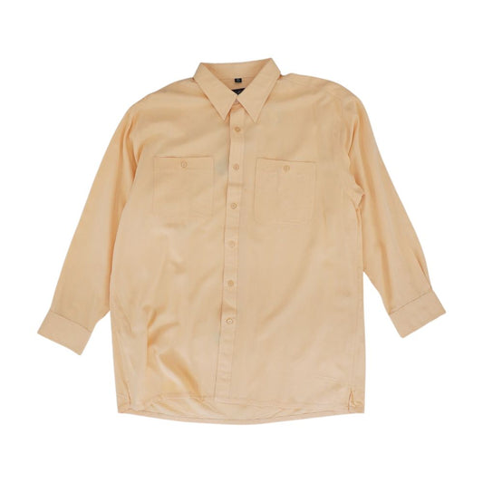 Orange Solid Long Sleeve Button Down
