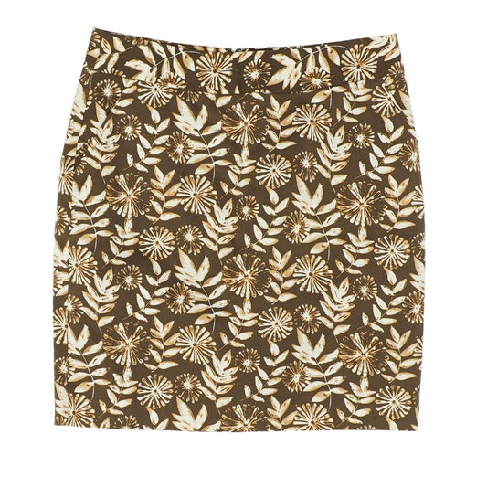 Brown Floral Midi Skirt