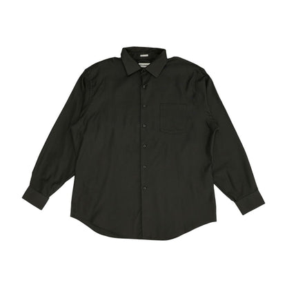 Black Solid Long Sleeve Button Down