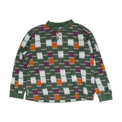 Green Check Long Sleeve Polo