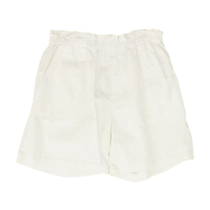 White Solid Denim Shorts