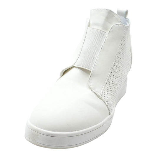 Wedged White Slip On Athletic Shoes