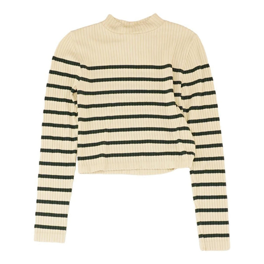 Ivory Striped Mockneck Sweater