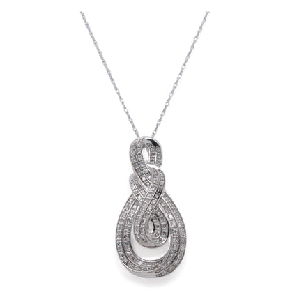 10K White Gold Diamond Double Infinity Pendant Necklace