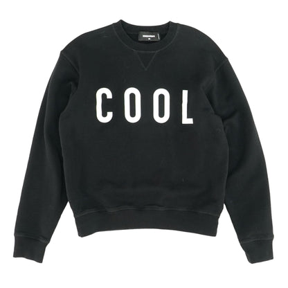 Black Solid Cool Print Sweatshirt