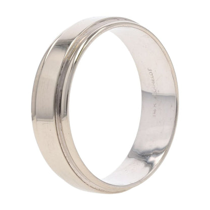 14K White Gold Grooved Edges Polished Band