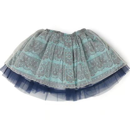 Teal Graphic Midi Skirt