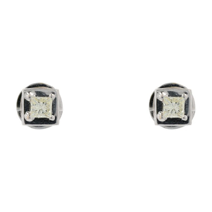 .75 Ct 14K White Gold With Square Diamonds Stud Earrings