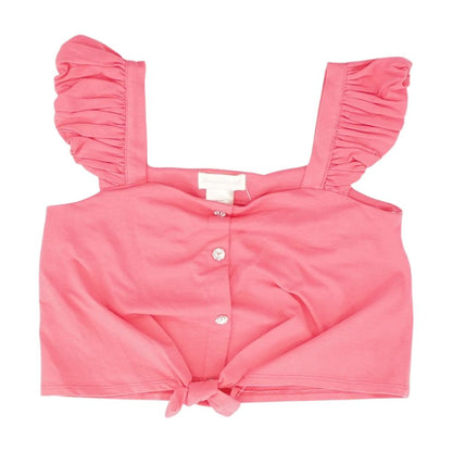 Pink Solid Short Sleeve Blouse