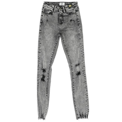 Charcoal Solid High Rise Skinny Leg Jeans