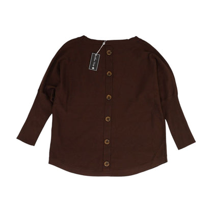 Brown Solid Crewneck Sweater