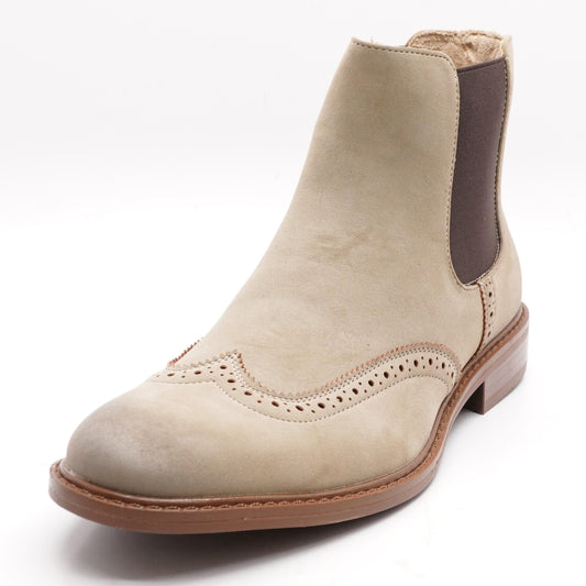 Knock Wingtip Toe Tan Textile Chelsea Boots