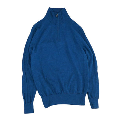 Blue Solid 1/4 Zip Sweater