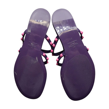 Purple And Pink Rockstud Flat Rubber Sandal