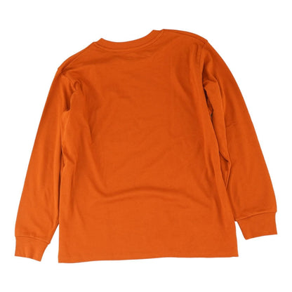 Orange Solid Crewneck Knit Top