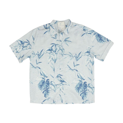 Blue Floral Short Sleeve Button Down