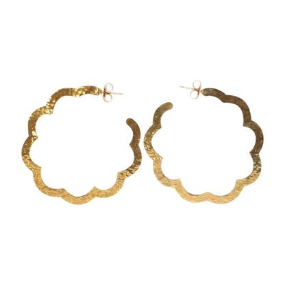 Gold Tone Bolduc Flore Gas Large Hoop Earrings