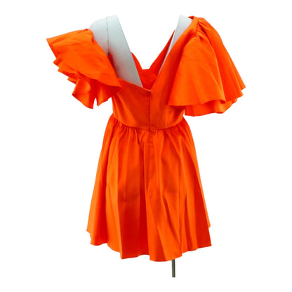 Orange Solid Midi Dress