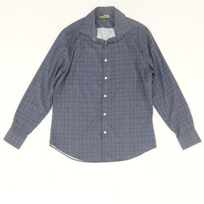 Navy Graphic Long Sleeve Button Down