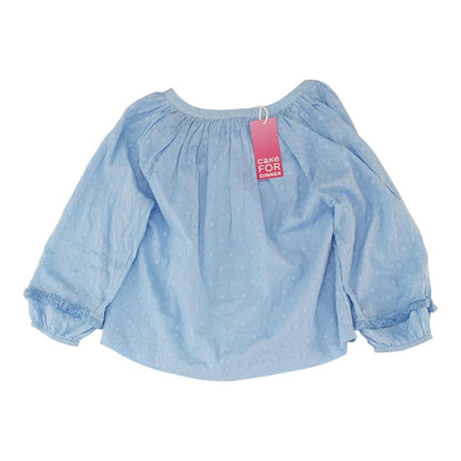 Blue Solid 3/4 Sleeve Blouse