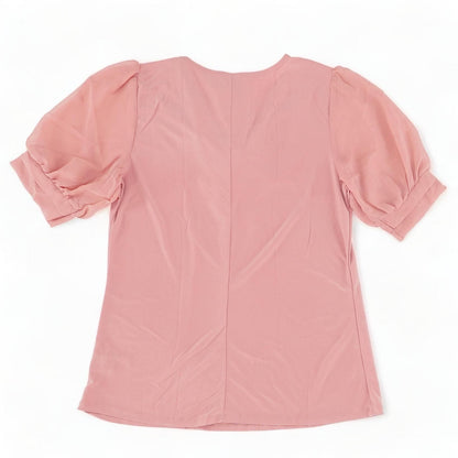 Pink Embroidered Detail Short Sleeve Blouse