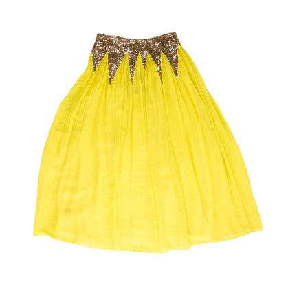 Yellow Solid Maxi Skirt