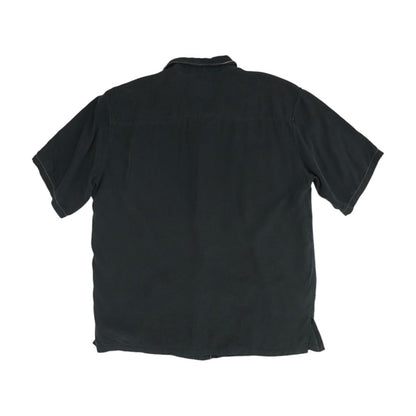 Black Solid Short Sleeve Button Down