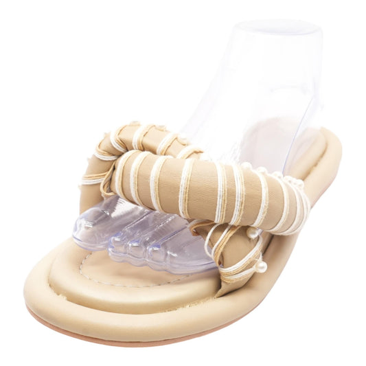 Beige Casual Slide Sandals