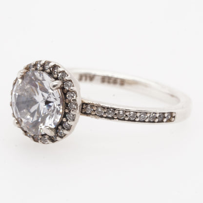 Sterling Silver Round Sparkle Halo Ring
